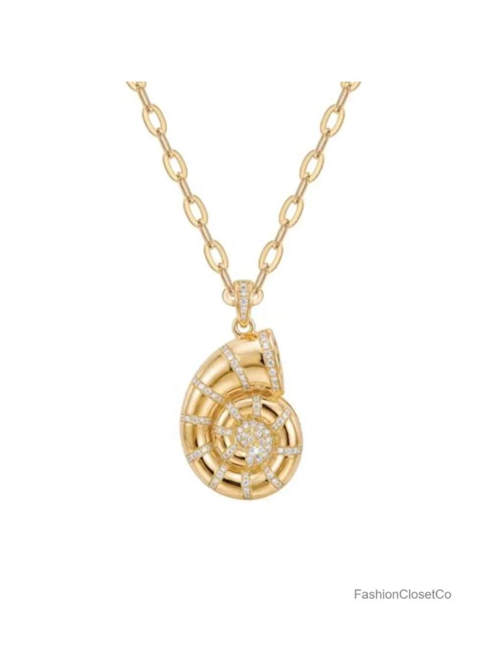 Gold Plated Shark Tooth Pendant Necklaces for Women Waterproof Seashell Charm